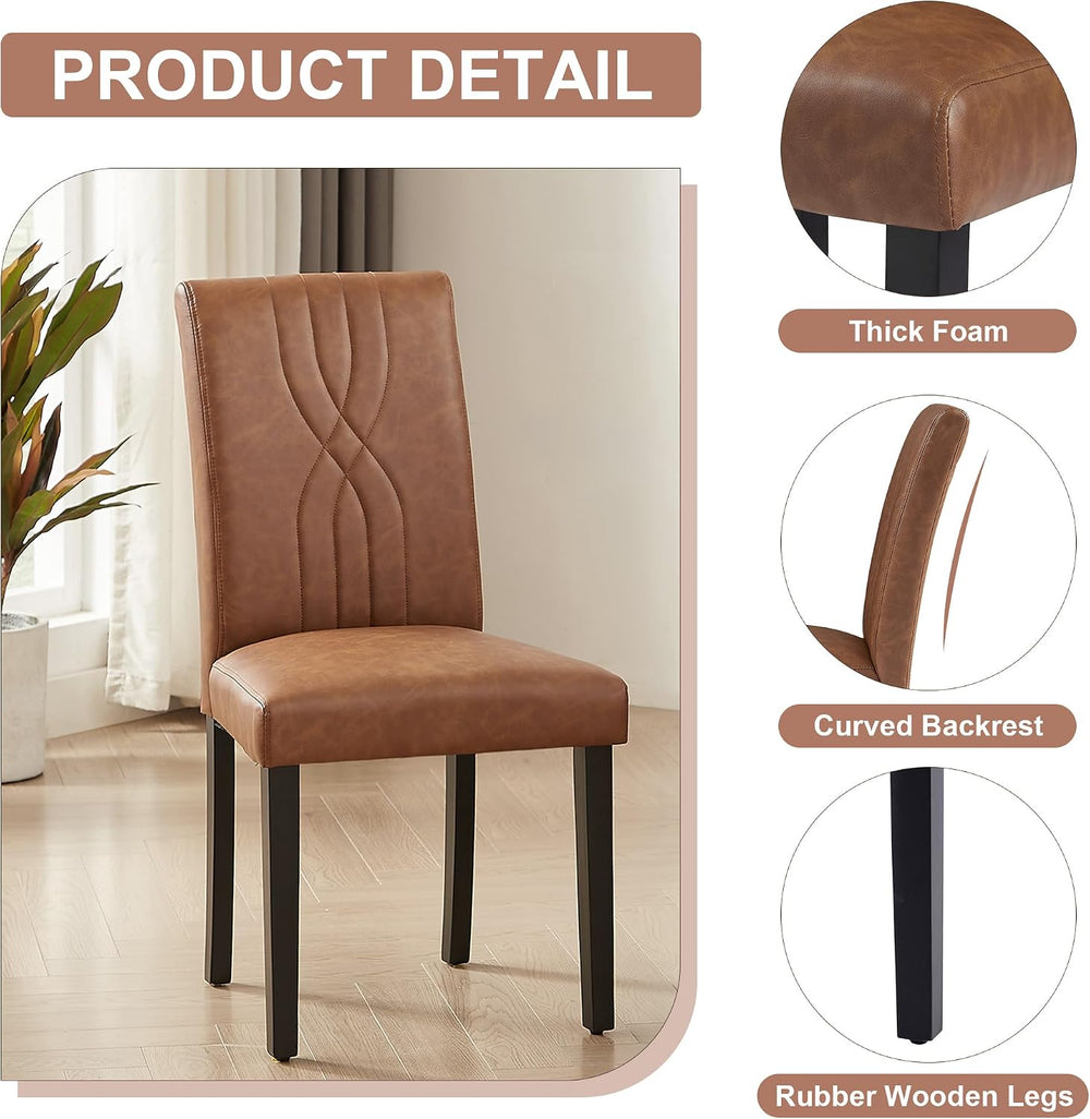 VECELO Upholstered Dining Chairs Set of 4, Modern PU Leather High Back Chairs...