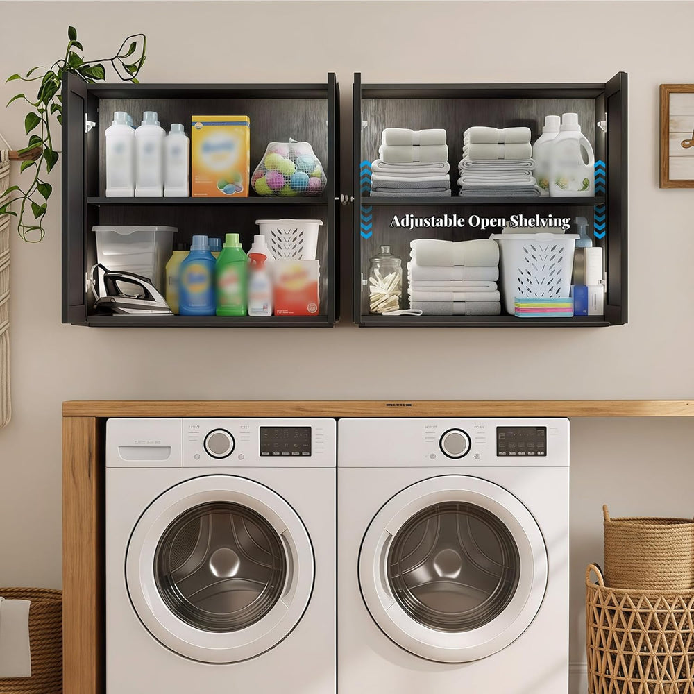 Laundry Room Cabinets with Lights, 24INCH Bathroom Cabinets Wall Mounted with...