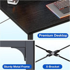 ODK 48 Inches Computer Desk for Small Spaces, Study Table for Home Office, Writing Desk with Headphone Hooks, Black