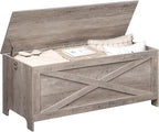 47.2" Toy Chest, Sturdy Entryway Storage Chest with Safety Hinges, Retro Toy Box, Wooden Look Accent Furniture for Living Room, Bedroom, Greige SCGY48801N1