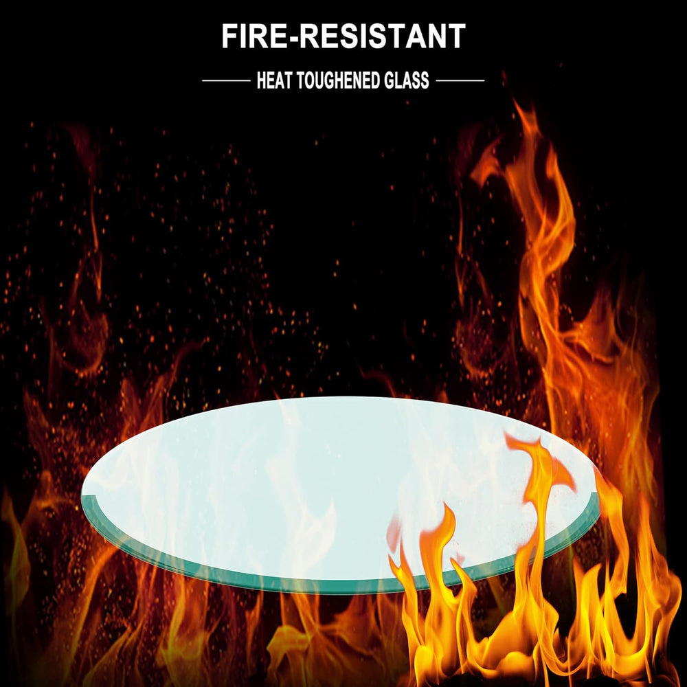 17" Round Tempered Glass Table Top, Clear Surface Flat Polished Edge for...
