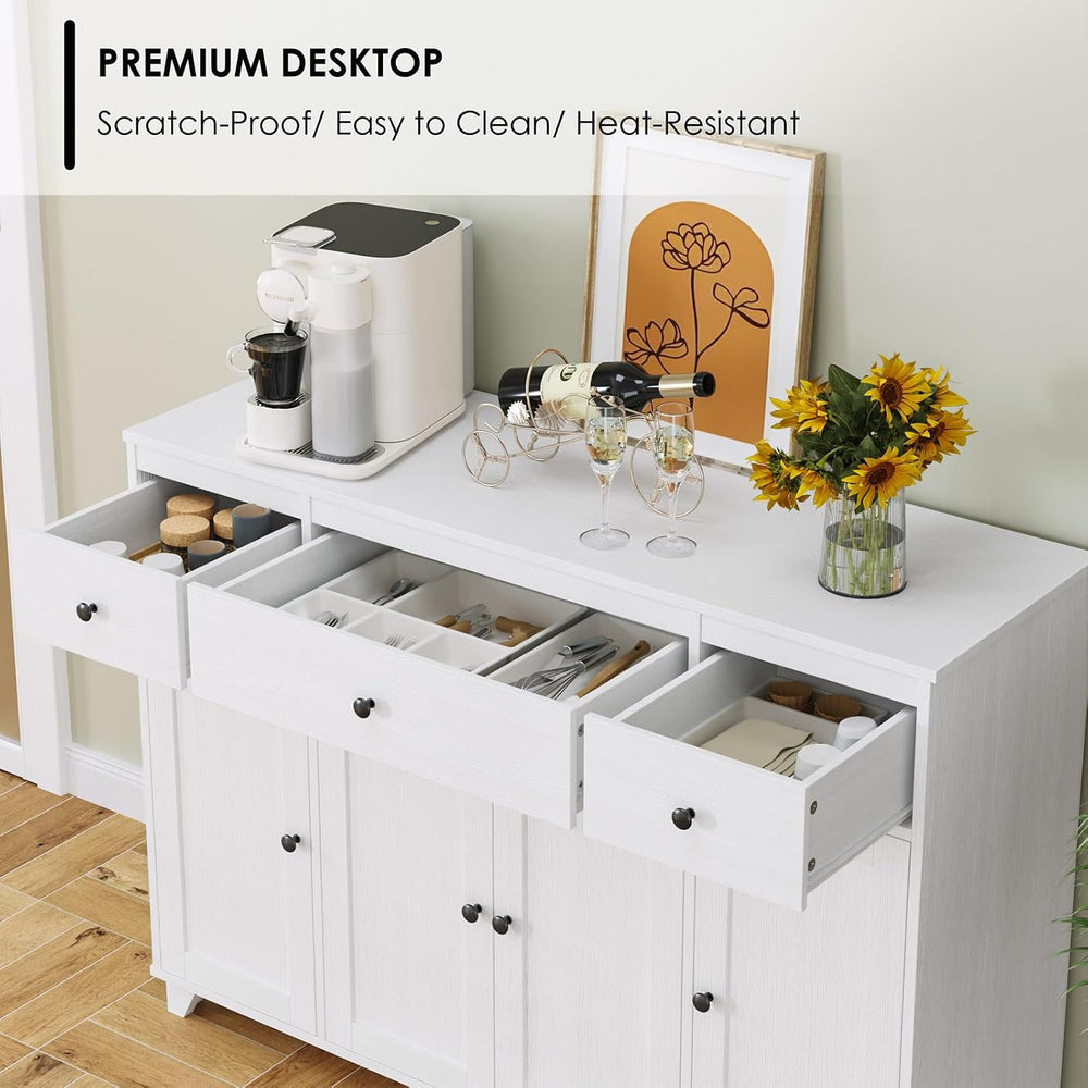 HIFIT White Buffet Cabinet with Storage, Sideboard for Kitchen, Dining Room
