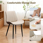 Dining Chairs Set of 4, Leather Modern Kitchen & Dining Room Chairs, Comfortable Upholstered Kitchen Chairs with Metal Legs Armless Side Chairs for Kitchen Restaurant, Khaki & Dark Grey