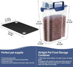 5-7Lbs Portable Airtight Dog Cat Food Container, Match Pet Feeding Mat Clean and Convenient, Making Food Less Messy, Translucent Storage Bin for Small Animal Kibble, Bird Seed, Oatmeal-Blue
