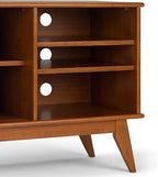 SIMPLIHOME Draper SOLID HARDWOOD 60 Inch Wide Mid Century Modern TV Media Stand in Teak Brown For TVs up to 65 Inches, For the Living Room and Entertainment Center