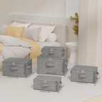 Underbed Storage Box, Foldable Cube Baskets with Lid, Bins for Organizing Clothes, Shoes, Blankets, Pillows, 19.6x15.7x11.8Inches, Grey, 2 Pack