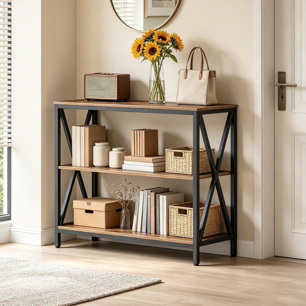MAHANCRIS 31.5" Sofa Table, Industrial Console Table, 3-Tier Entryway Ta...