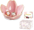 Jewelry Dish Birthday Christmas Gifts For Women Ceramic Ring Holder Jewelry Tray Vanity Organizer Pink Room Decor Aesthetic Dorm Bathroom Decor Decorative Trinket Dish for Rings Earrings Necklaces