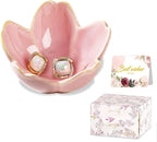 Jewelry Dish Birthday Christmas Gifts For Women Ceramic Ring Holder Jewelry Tray Vanity Organizer Pink Room Decor Aesthetic Dorm Bathroom Decor Decorative Trinket Dish for Rings Earrings Necklaces