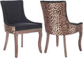 Dining Chairs Set of 2, Kitchen & Dining Room Chairs, Leopord Fabric Upholstered Dinning Chairs, Sillas De Comedor, Nailhead Trim, Wood Legs (Leopord, 2 Pcs)