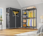 VIPEK V7C Garment Racks with Cover Portable Closets for Hanging Clothes, Heavy Duty Clothes Rack with Shelves Metal Closet Wardrobe, Max 670lbs, Black Rack with Black Upgraded Polyester Cover