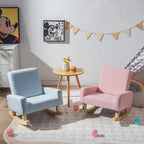 GLACER Toddler Rocking Chair, Fabric Kids Rocker w/Solid Wooden Frame & Non-Slip Mat, Anti-Tipping Design, Comfy Indoor Sofa for Living Room, Playroom, Bedroom (Pink)