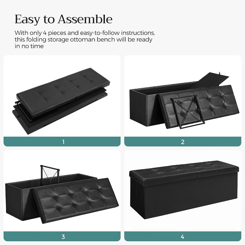 SONGMICS 43.3 Inches Folding Storage Ottoman Bench with Flipping Lid | Storag...