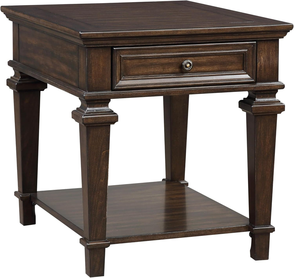 End Table with Storage Drawer Espresso Living1pc