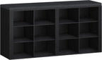 Hzuaneri Shoe Storage Bench with Cushion, Entryway 12-Cubby Shoe Rack | multifunction shoe organizer cabinet with adjustable shelves for hallway, bedroom, living room, Black SB19004GY
