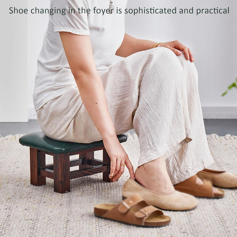 Footstool Ottoman - Small Rectangular Step Stool with Non-Slip Soft Padding f...