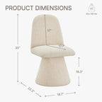 Swivel Dining Chairs Set of 1, Modern Upholstered Dining Chair Mid Century Kitchen Chairs with Wave Shaped High Back, 360 Degree Rotating Vanity Chair for Dining Room, Bedroom, Farmhouse, Sand