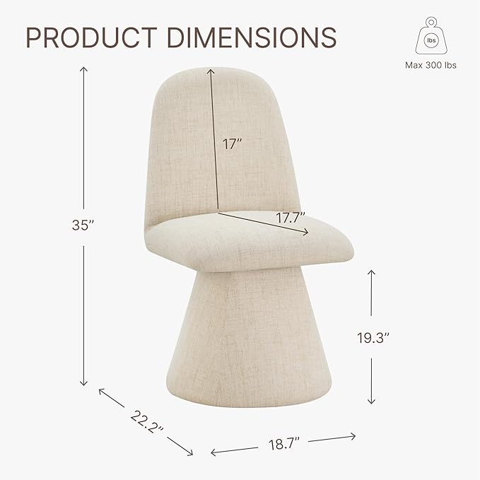 Swivel Dining Chairs Set of 1, Modern Upholstered Dining Chair Mid Century Kitchen Chairs with Wave Shaped High Back, 360 Degree Rotating Vanity Chair for Dining Room, Bedroom, Farmhouse, Sand