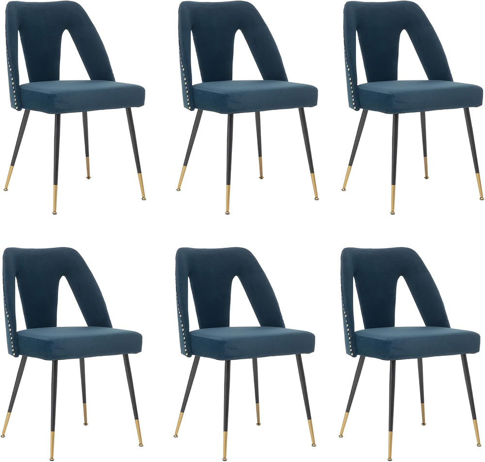 Aoowow Modern Dining Chairs Set of 6, Velvet Upholstered Side Chairs with Nai...