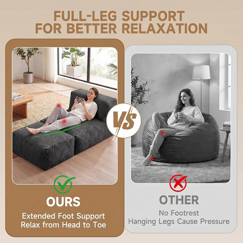 Bean Bag Chair for Adults, Plush Beanbag Sofa Couch with Memory Foam Filler, ...