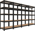 HOMEDANT House Black 5 Tier 24.4" W Laminated Metal Shelving Unit Adjustable Storage Utility Rack Heavy Duty Shelves Organization Multipurpose Shelf Kitchen Garage Pantry Closet 4 Pack