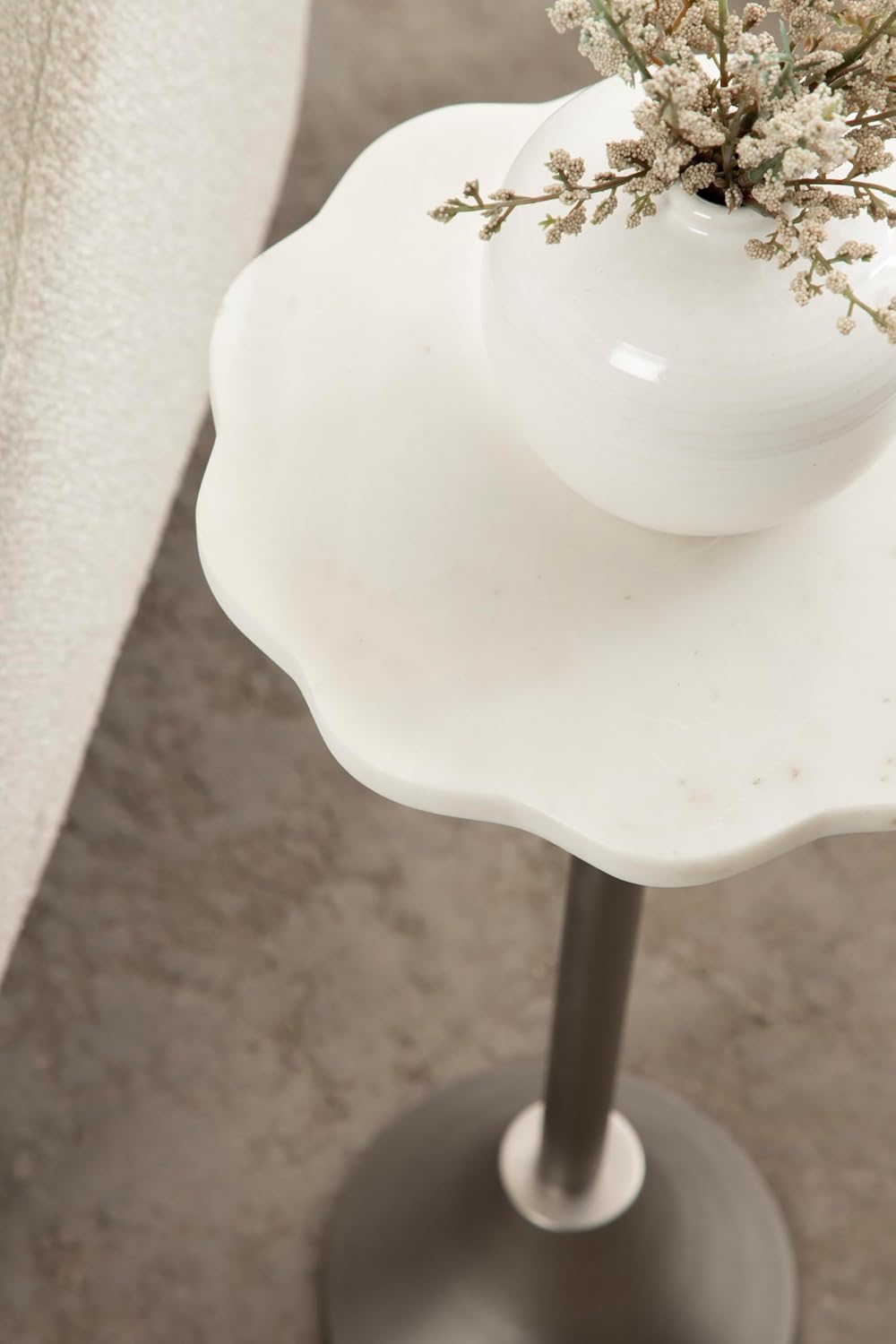 Kate and Laurel Sanzo Modern Pedestal Drink Table, 10 x 10 x 23, White Marble...