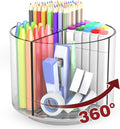 Absonic Pencil Holder for Kids, 360 Rotating Pen Holder for Desk Organizer and Storage, 4 Compartments Art Supply Marker Organizer, Pen Organizer Pencil Holder