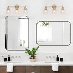 Black Bathroom Mirror, 26x38 Inch Matte Black Mirror, Aluminum Alloy Framed Vanity Mirror, Rounded Rectangle Mirror for Over Sink, Anti-Rust Wall Mirror (Horizontally or Vertically)