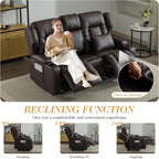 Loveseat Recliner Sofa,RV Wall Hugger Recliners with Flip-up Console,Reclining Loveseat Sofa Recliner with Cup Holders/Lumbar Pillows for Small Spaces,RV Furniture (PU Brown, 68" 2-Seater)
