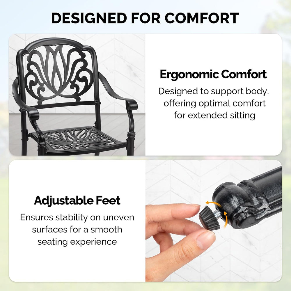 VINGLI Patio Chairs Set of 4 - Stackable Outdoor Cast Aluminum Dining Chairs ...