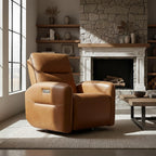 CHITA Faux Leather Power Recliner Chair, Swivel Glider, Camel | Nursery Rocking Chair for Adults with USB & Type-C Charging Ports, Electric Recliner for Living Room & Bedroom
