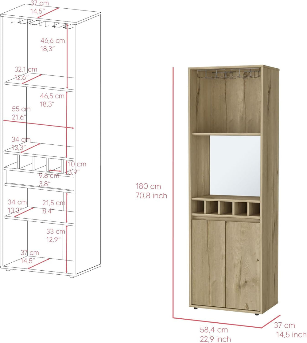 Wine Cabinet W/Shelf, Freestanding Pantry Sideboard for Kitchen Living Room,f...
