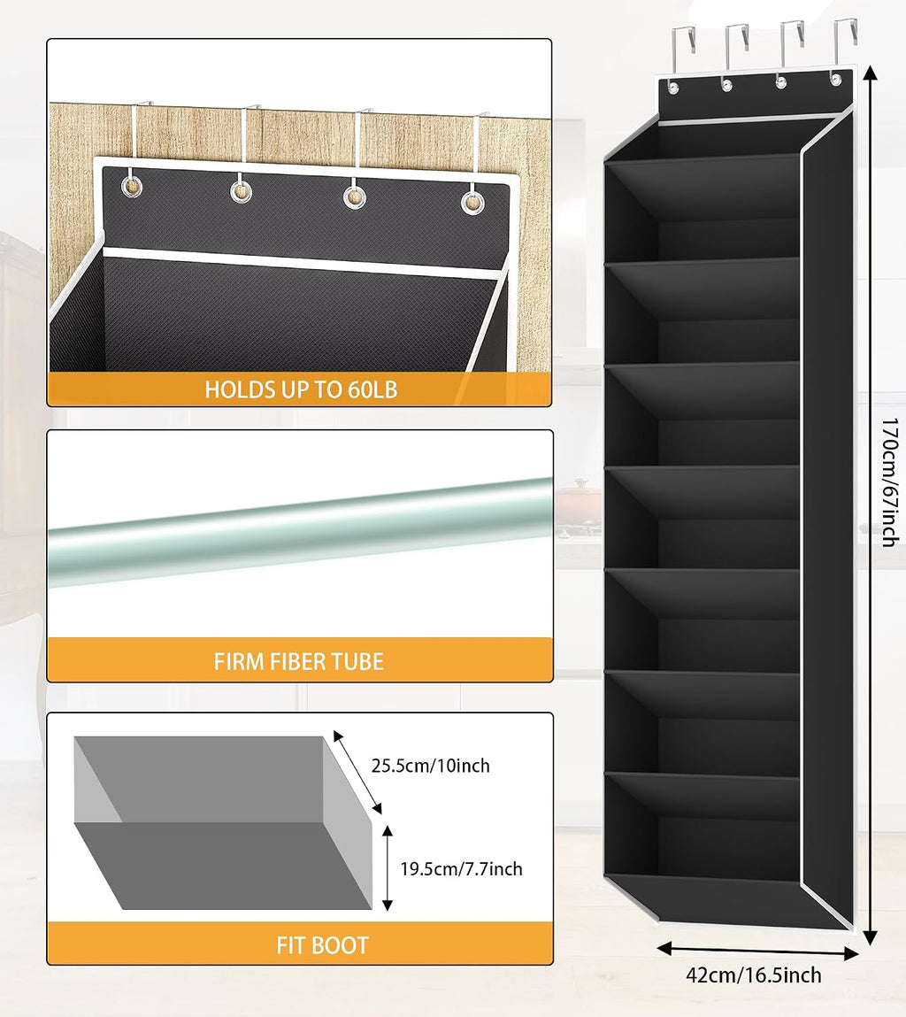 KYEVIS Over The Door Shoe Organizer Storage Fit 16-24 Pairs Hanging Shoe Rack Organiser for Closet Door, Deep Pocket Shoe Holder for Sneakers,Boots Storage(1 Pack Black)