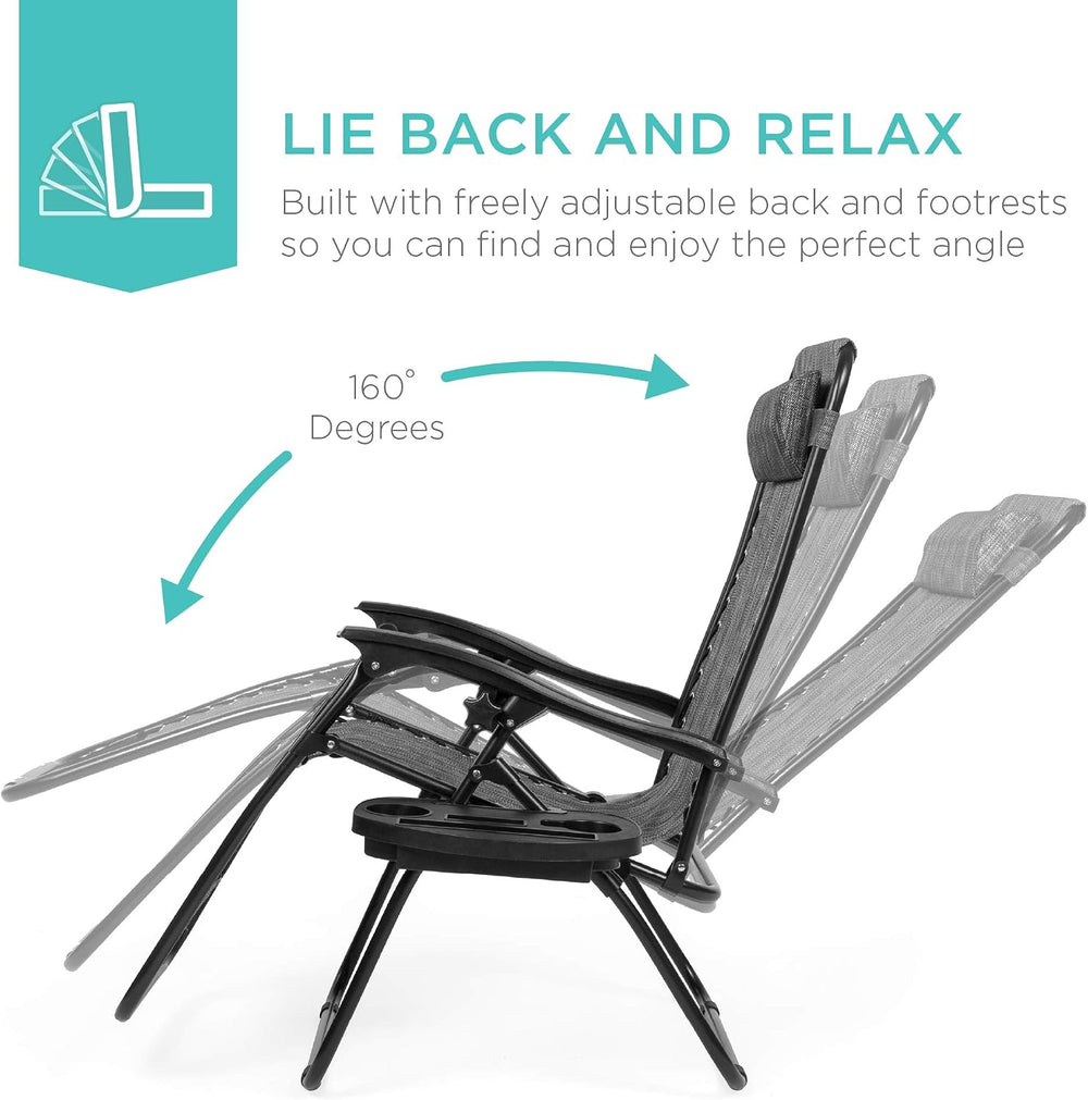 Best Choice Products Set of 2 Adjustable Steel Mesh Zero Gravity Lounge Chair...