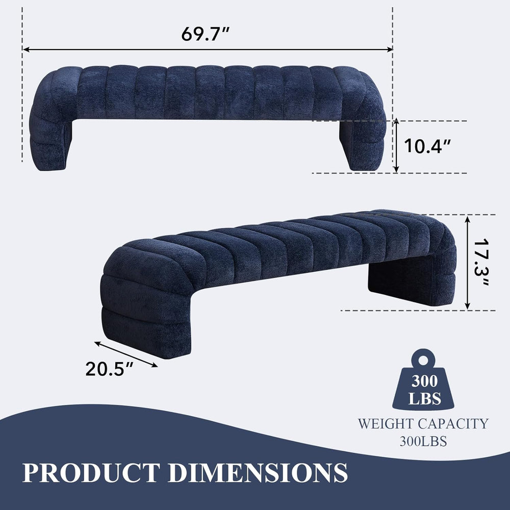 NIOIIKIT 69.7" Ottoman Bench, Teddy Upholstered Queen Size End of Bed Be...