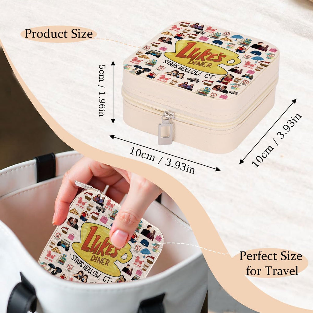 LONGXIN Gilmore Girls Inspired Jewelry Case, Small Jewelry Box Organizer, TV Show Merchandise, TV Show Inspired Gifts for Women, Fans, Friendship Gift for Friends, Bestie, Soul Sisters, BFF