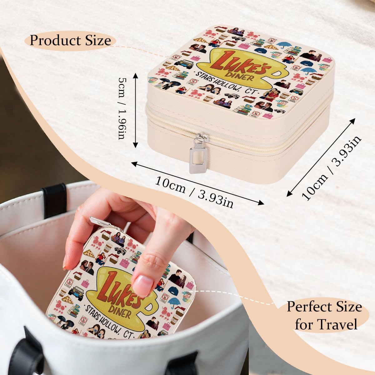 LONGXIN Gilmore Girls Inspired Jewelry Case, Small Jewelry Box Organizer, TV Show Merchandise, TV Show Inspired Gifts for Women, Fans, Friendship Gift for Friends, Bestie, Soul Sisters, BFF