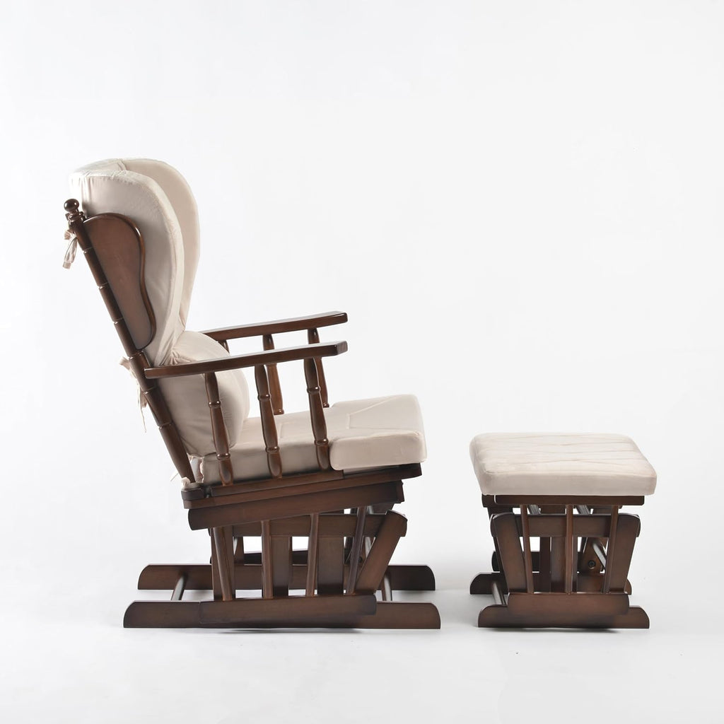 Comfort Deluxe Glider Chair and Ottoman Set (Cream)