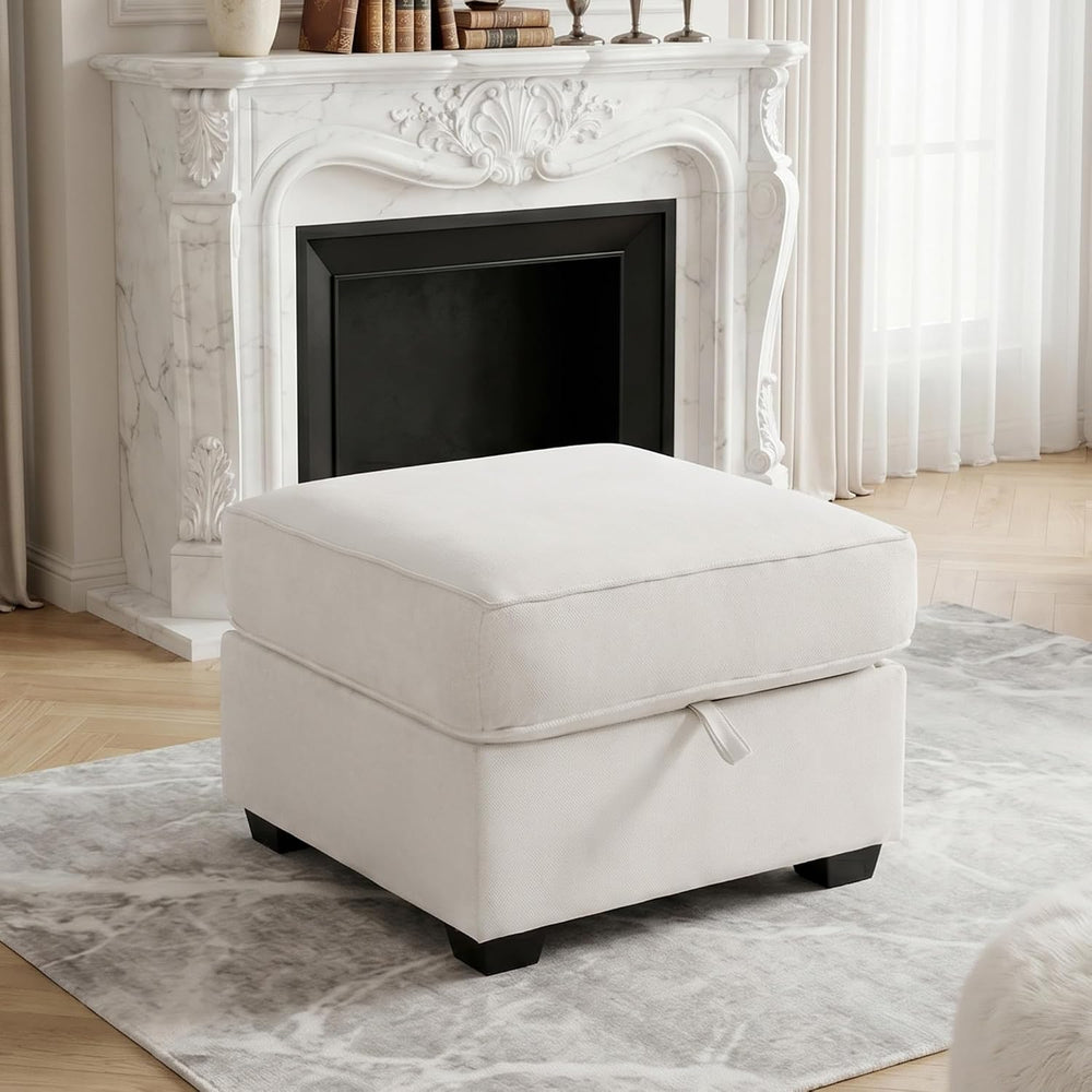 25.2" Storage Ottoman for Sofa, Modern Square Footrest with Removable Ch...