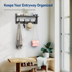 Tatub 20" Rustic Coat Rack Wall Mount with Shelf, Wall Hooks with Shelf, Heavy Duty Entryway Organizer Hangers for Hanging, Hat, Bag, Jacket for Bathroom, Living Room, Bedroom, Ebony