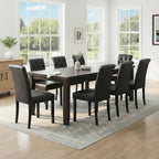 Faux Leather Dining Chairs Set of 8 Upholstered Dining Room Chairs Modern Tufted Accent Chairs Wooden Parsons Side Chairs for Home Kitchen Resturant, (Black)