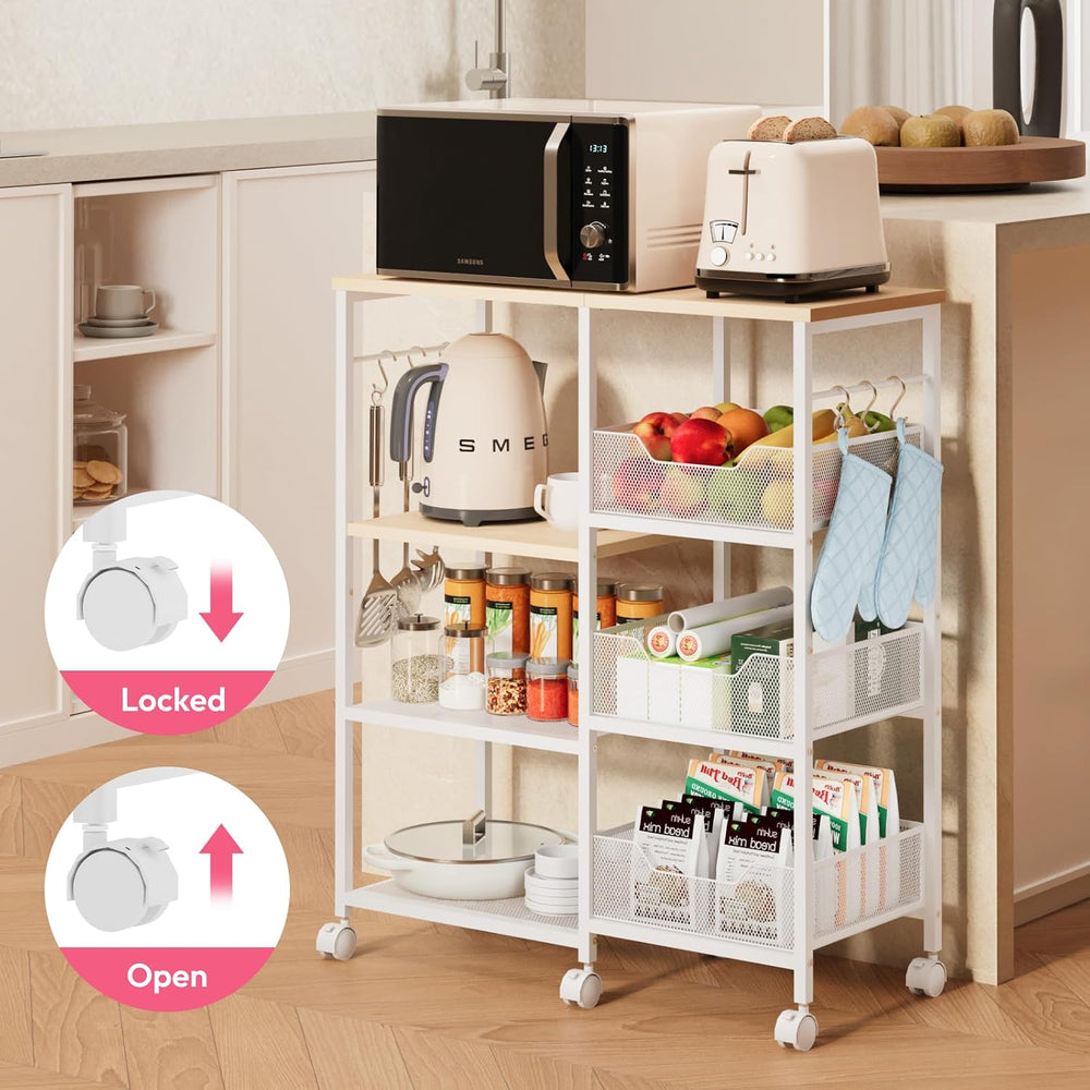 SWTYMIKI Kitchen Island Cart on Wheels - 4 Tier Rolling Kitchen Table Cart wi...