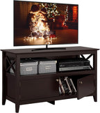 Yaheetech Wooden TV Stand for TVs Up to 48 inch, Media Entertainment Center Table, TV Cabinet Table with Storage Open Shelf & 2 Doors for Living Room, Espresso