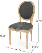 Christopher Knight Home Reed Upholstered Farmhouse Dining Chairs, (Set of 2), Dark Gray + Black Checkerboard + Natural