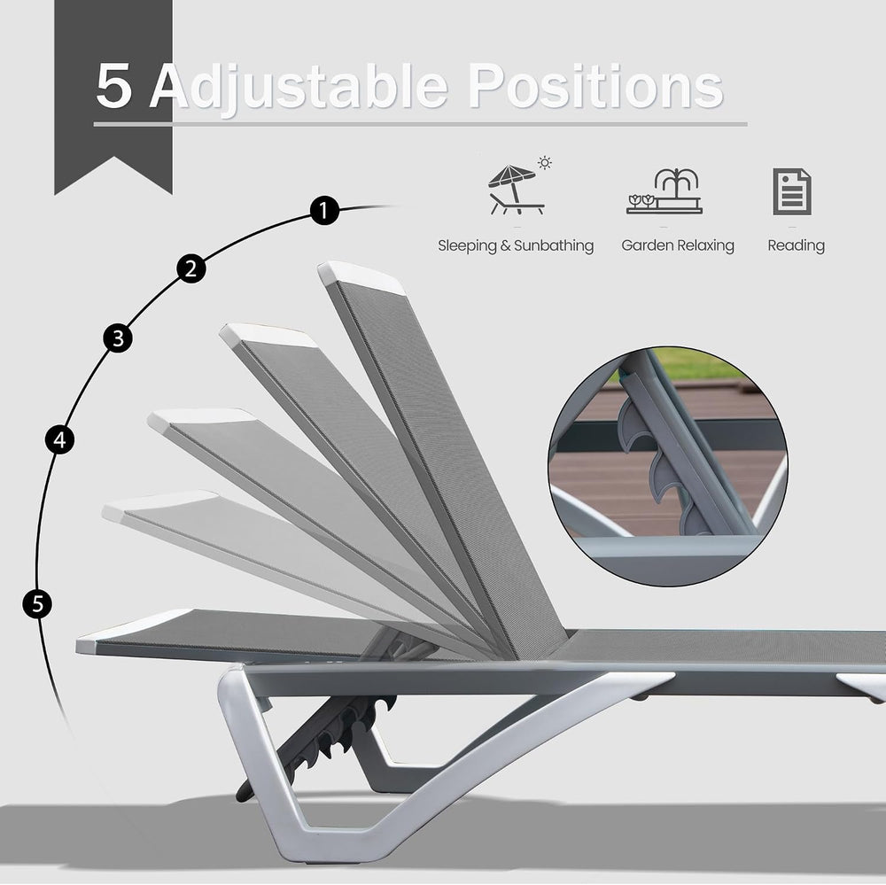 Domi Outdoor Lounge Chairs Set of 4, Aluminum Chaise Lounge Chairs for Outsid...
