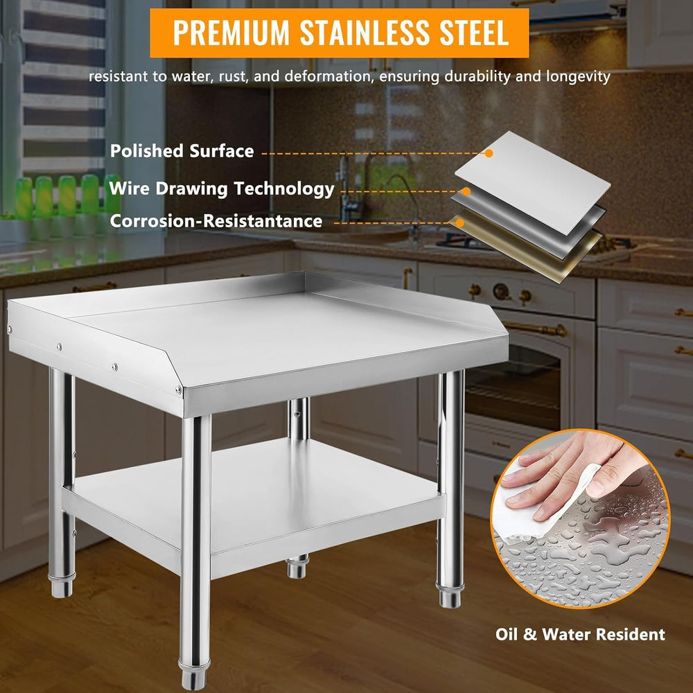 Stainless Steel 24x24x24 Inch Equipment Grill Stand Table, 660 Lbs Top & ...
