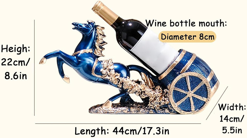 Horse Wine Bottle Holder,Decorative Wine Bottle Display,17.3x8.6x5.5in,Blue |...
