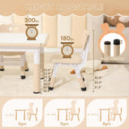Kids Table and 2 Chairs Set, Height Adjustable Toddler Chairs, Graffiti Desktop Study With Anti-Slip Foot Covers, Children Activity Set for Ages 2-10