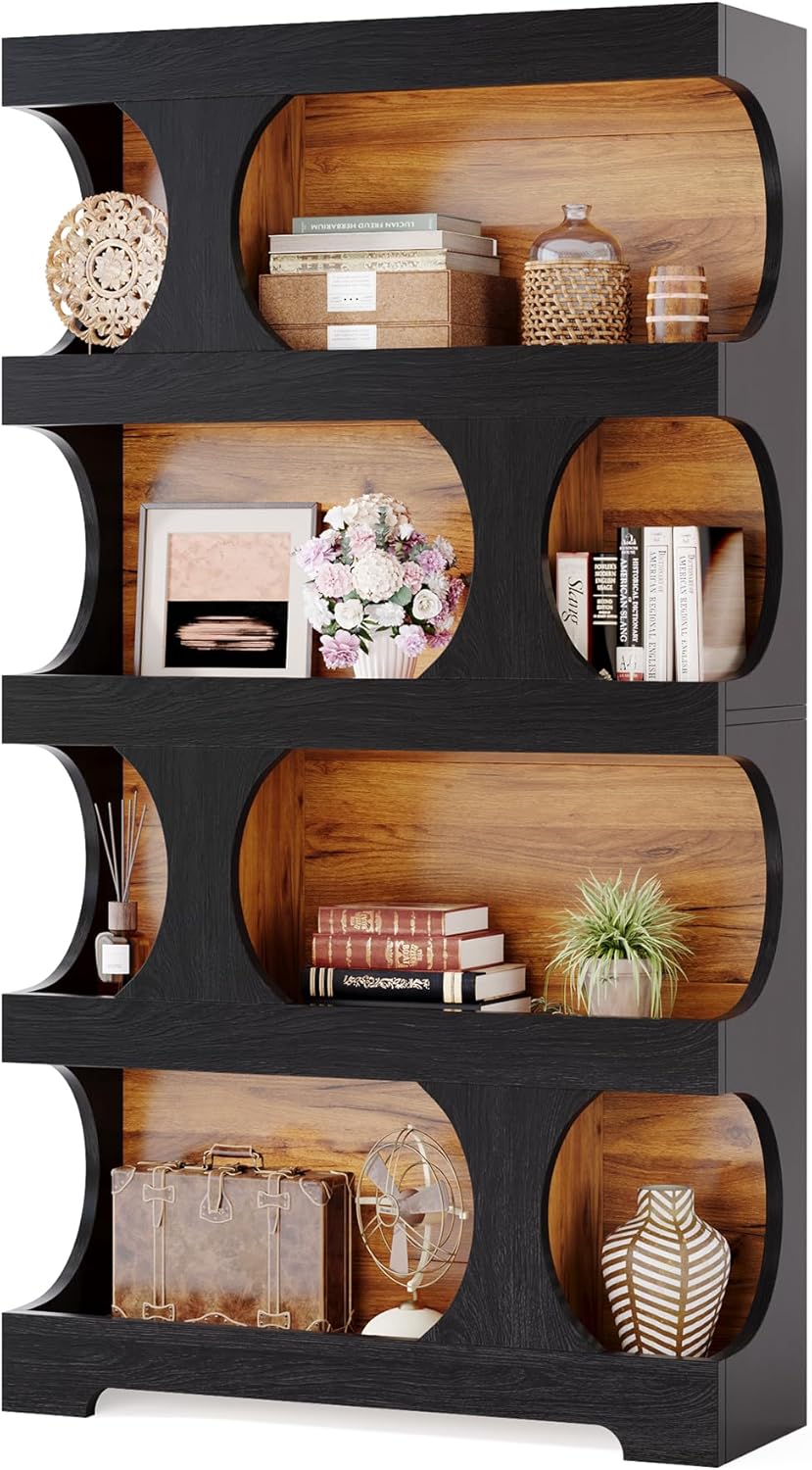 Tribesigns 71" Tall Bookcase, 4-Tier S-Shaped Bookshelf, Wood Decorative...