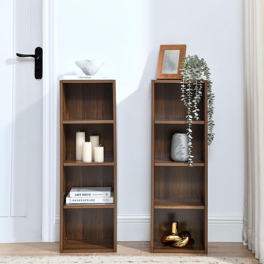 8-Tier CD Storage Cabinet, Slim DVD Shelf Narrow Bookshelf, Disassembled CD DVD Media Tower Rack with Adjustable Shelves for Home Office 11.6l'' x 9.25w'' x 70.8h'' Walnut